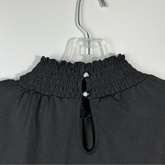 Adrianna Papell Black Crepe Lightweight High Neck Long Sleeve Blouse Small S - Picture 6 of 6